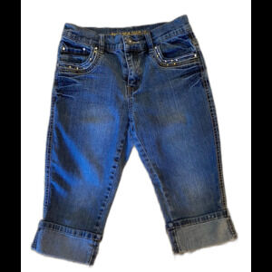 Arizona Jeans Company Girls Denim Size 10 Capri Glittery Rhinestone Pants